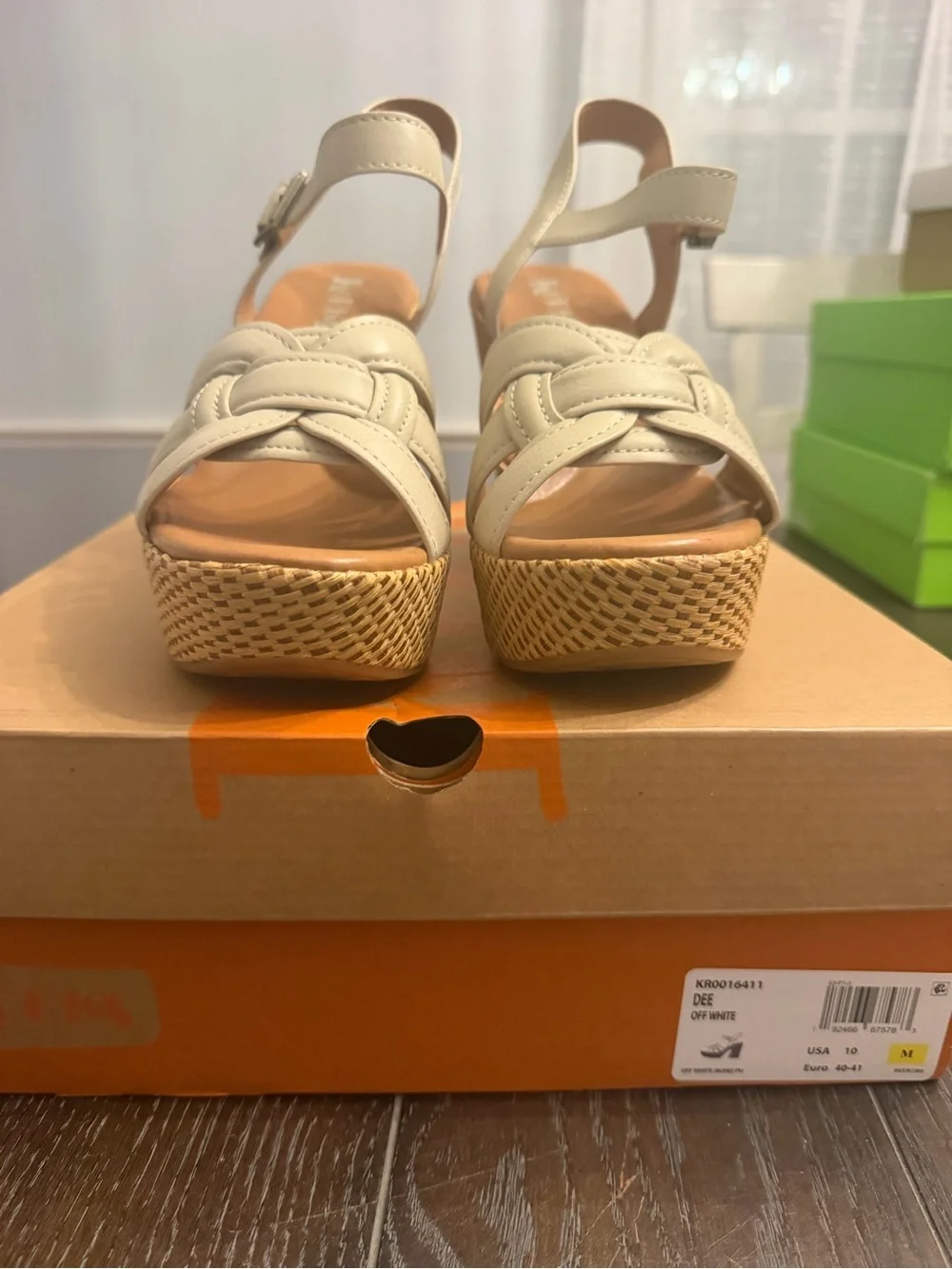 Kork-Ease Cream Platform Wedge Sandals with Ankle Buckle